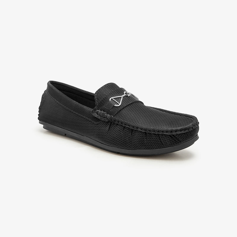 black buckled Loafer shoes for men