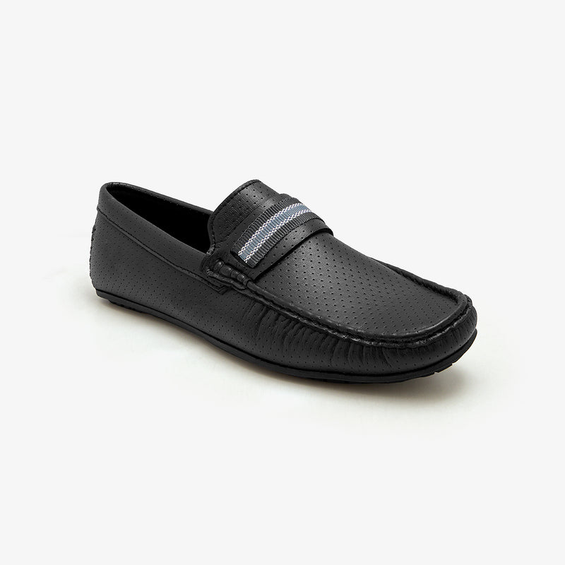 black leather slip on shoes mens