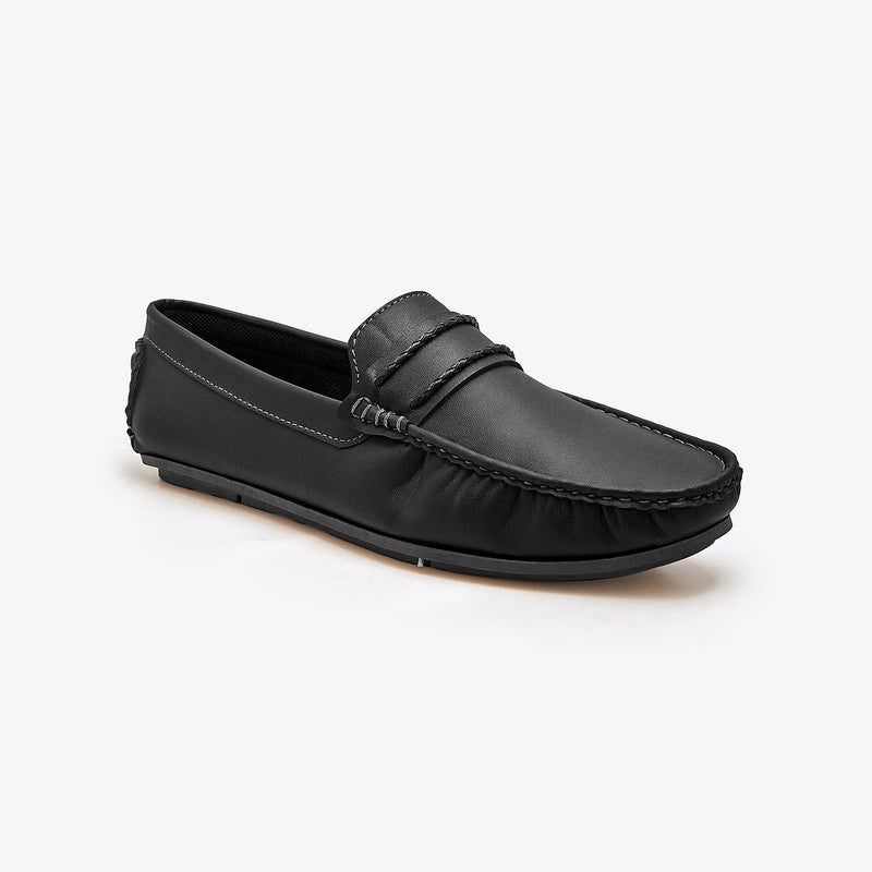 mens black leather loafers
