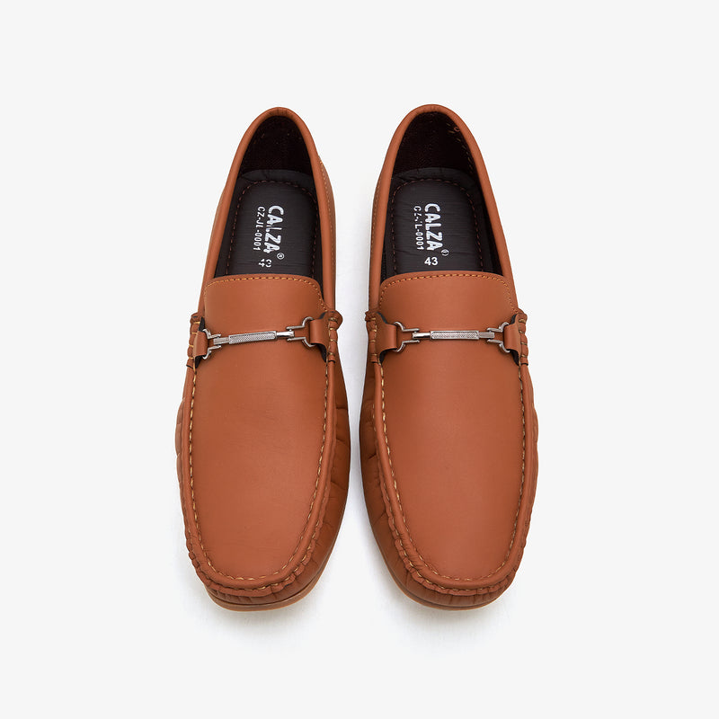 brown leather slip on shoes mens by calza