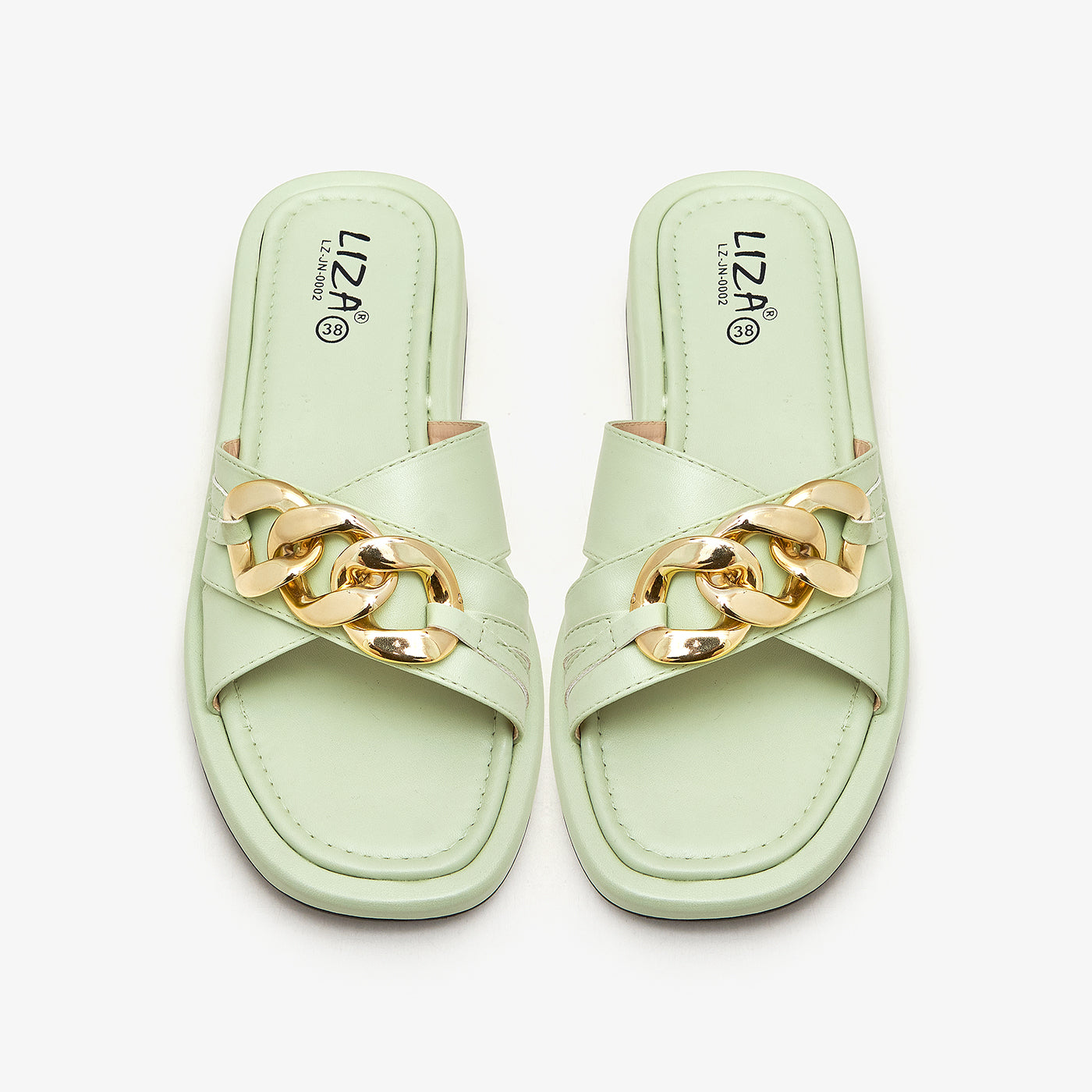 Women's Buckle Chain Slides