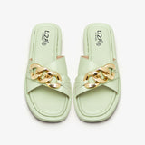 Women's Buckle Chain Slides