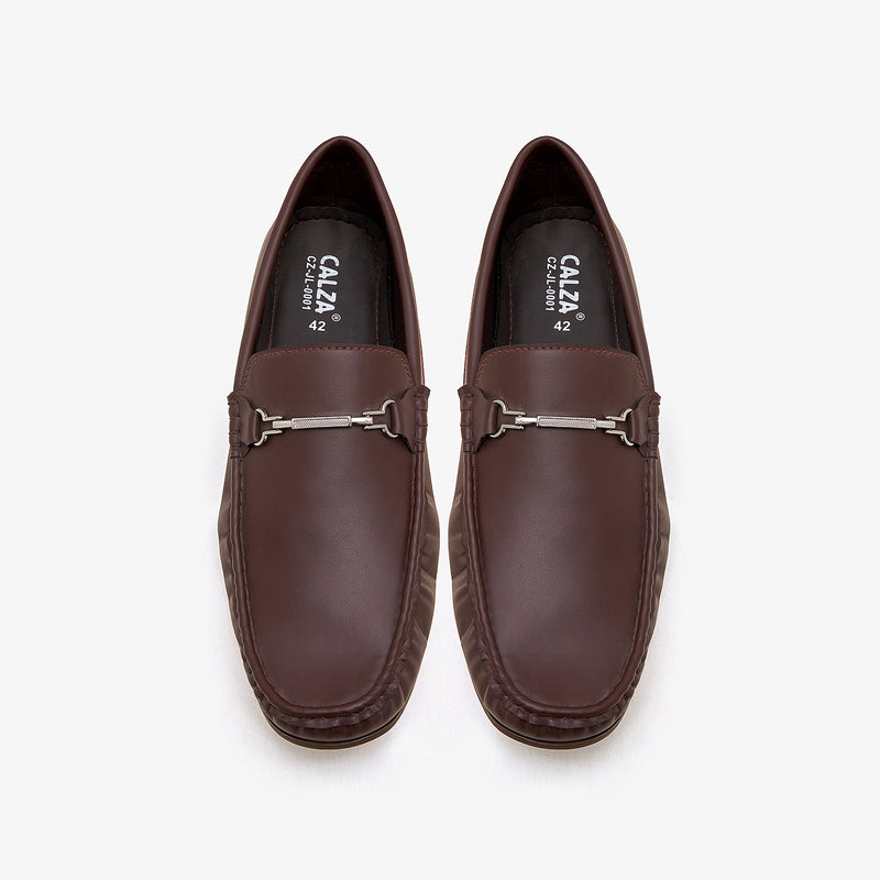 mens brown slip on loafers buckled