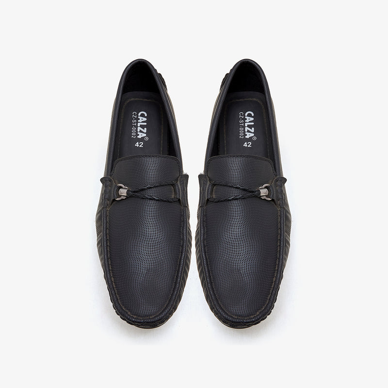 black leather slip on shoes mens