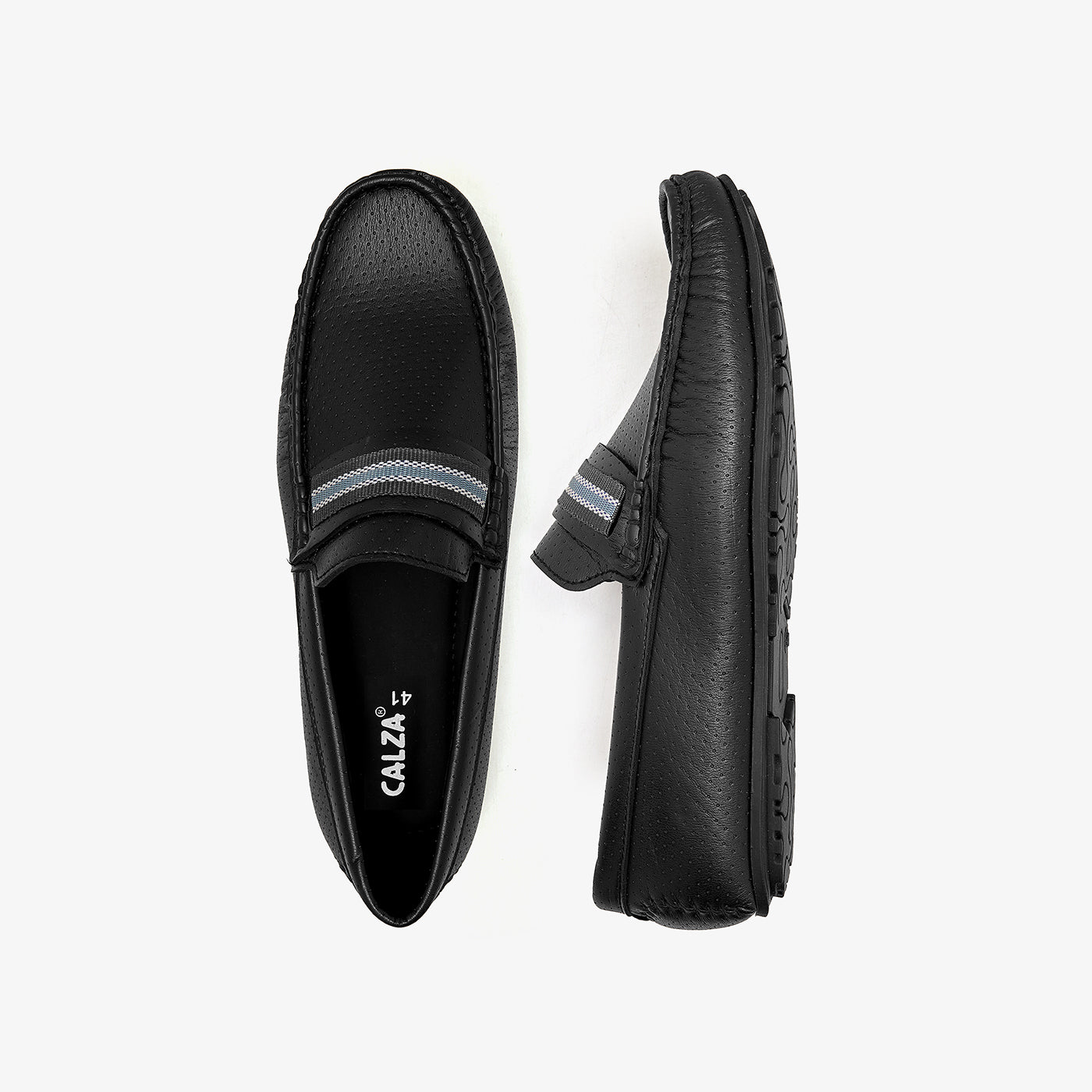 mens black leather loafers by calza