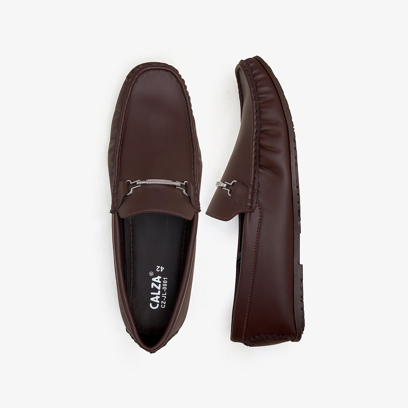 mens brown slip on loafers buckled