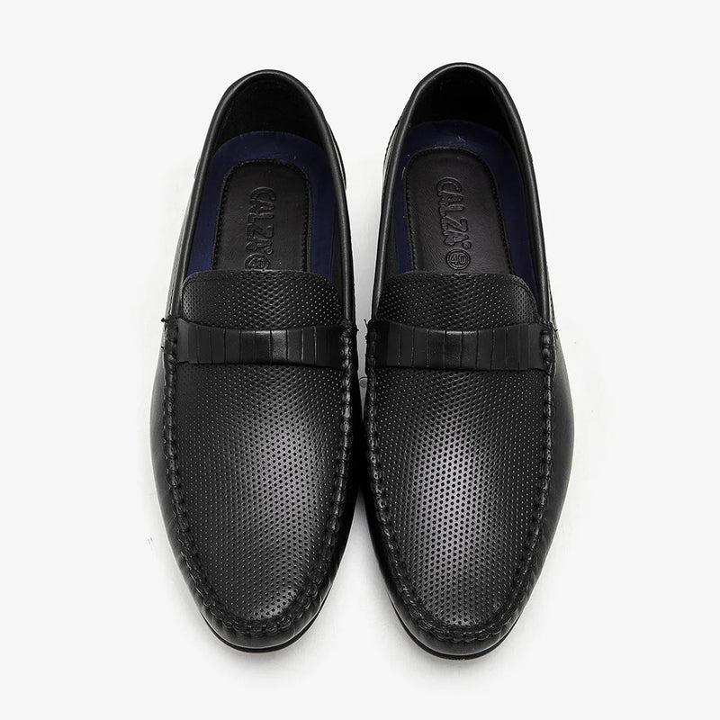 black branded loafers for men by calza