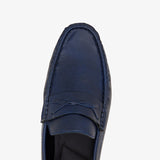 blue mens leather slip on loafers by calza