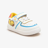 little boys sneakers with cartoon character design on a white background