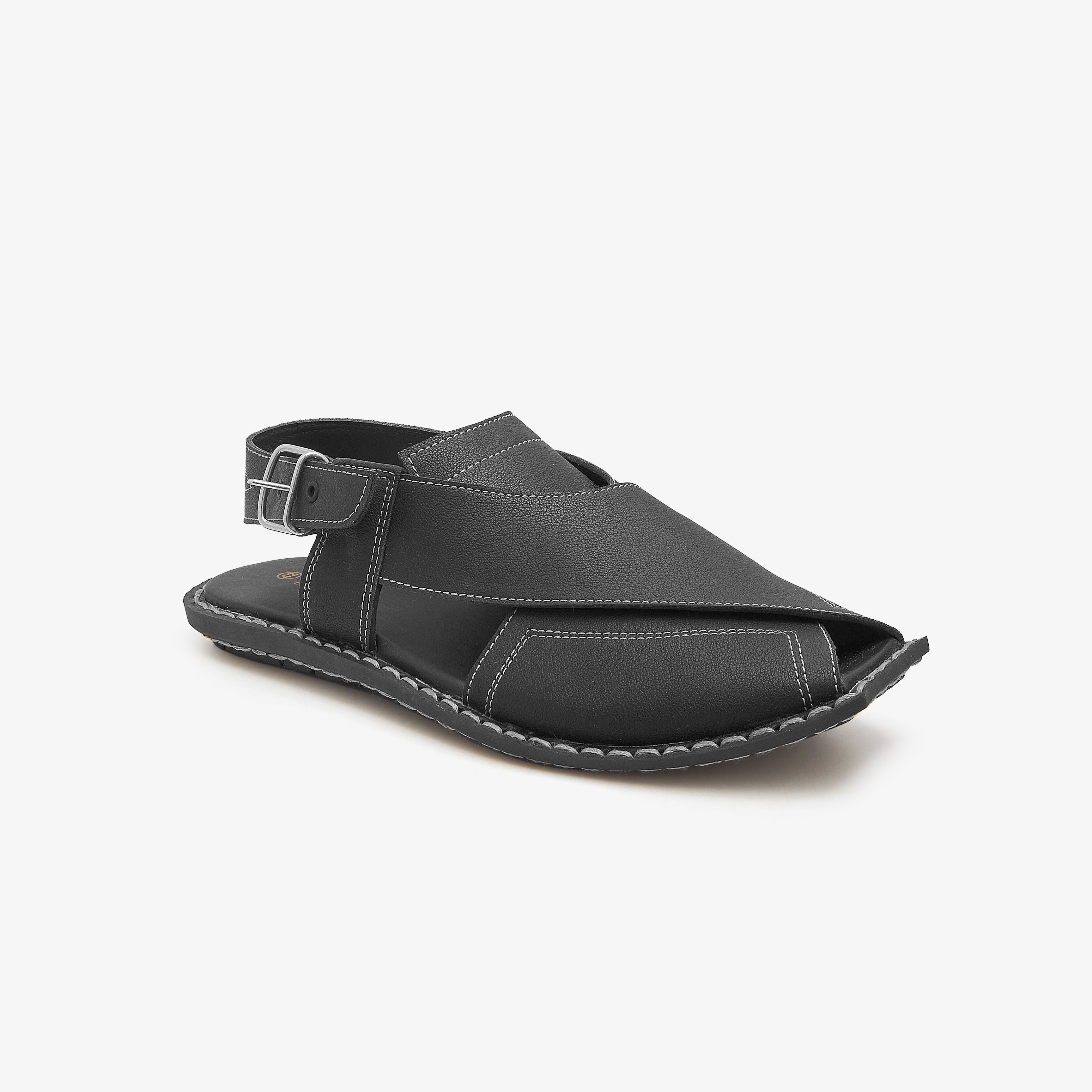 black online peshawari chappal by calza