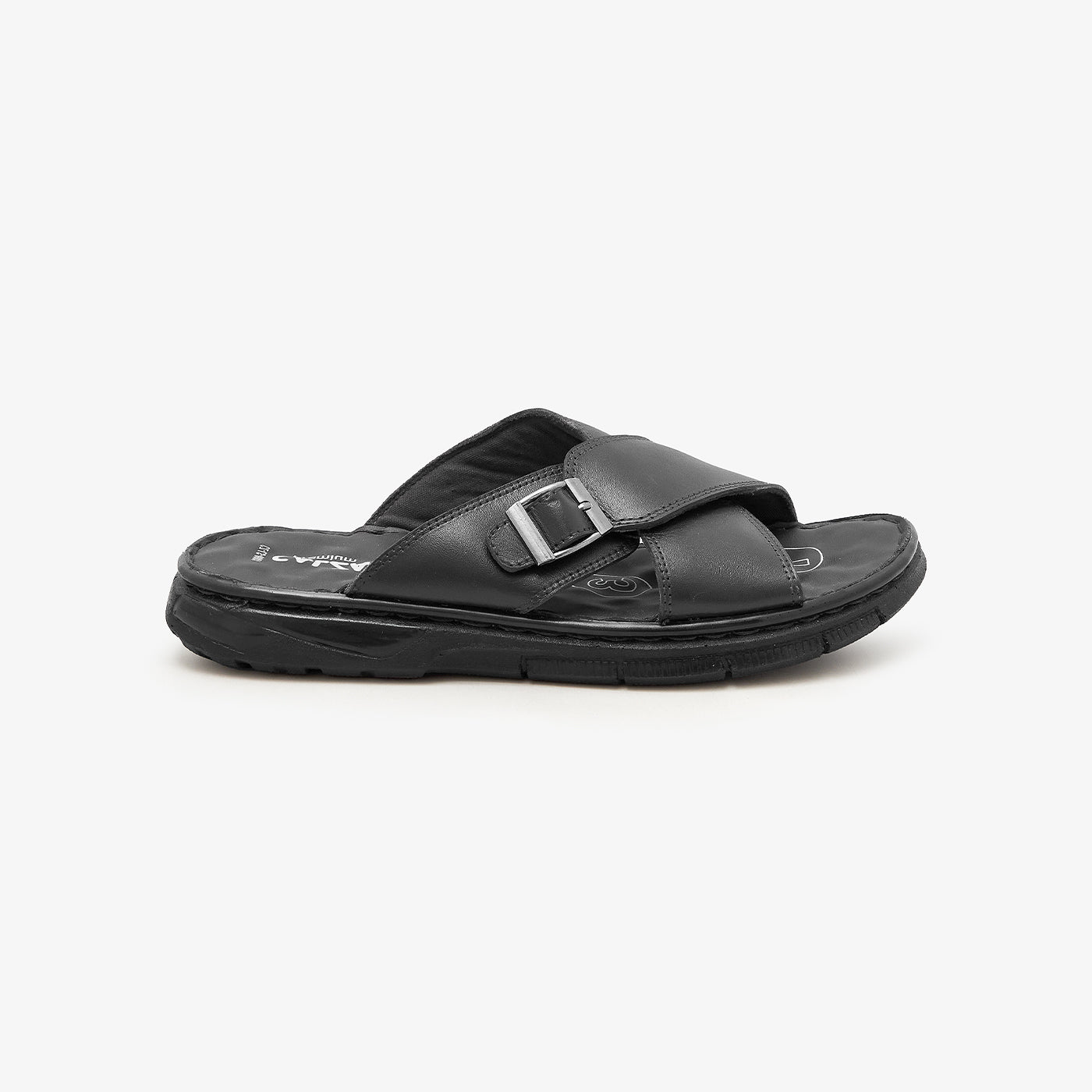 Buy BLACK Men's Comfort Leather Chappals â Calza.com.pk