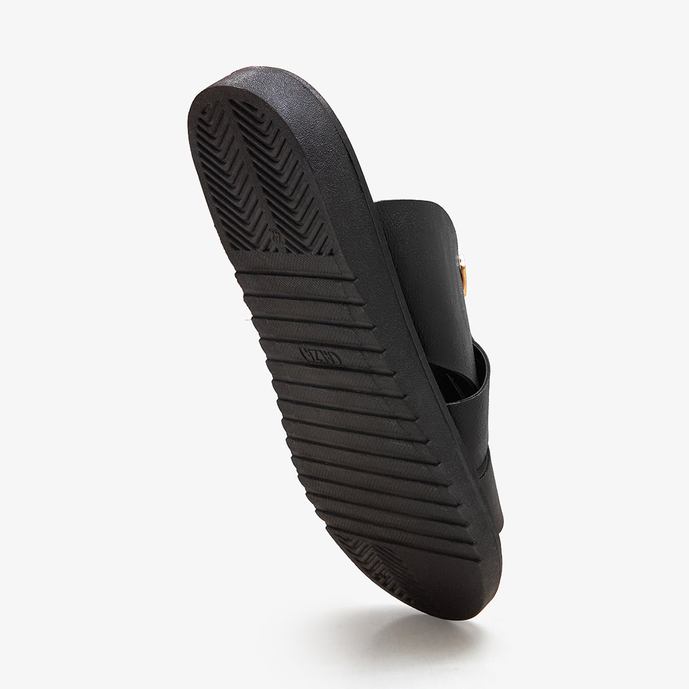 Black leather men calza chappal 