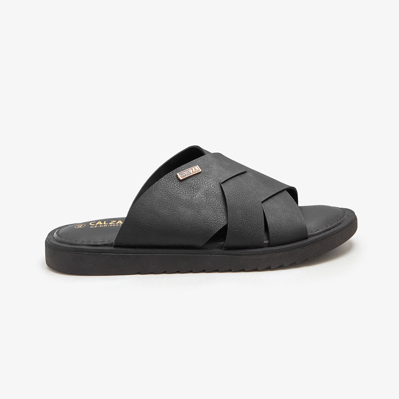 Black men chappal with criss-cross strap by calza