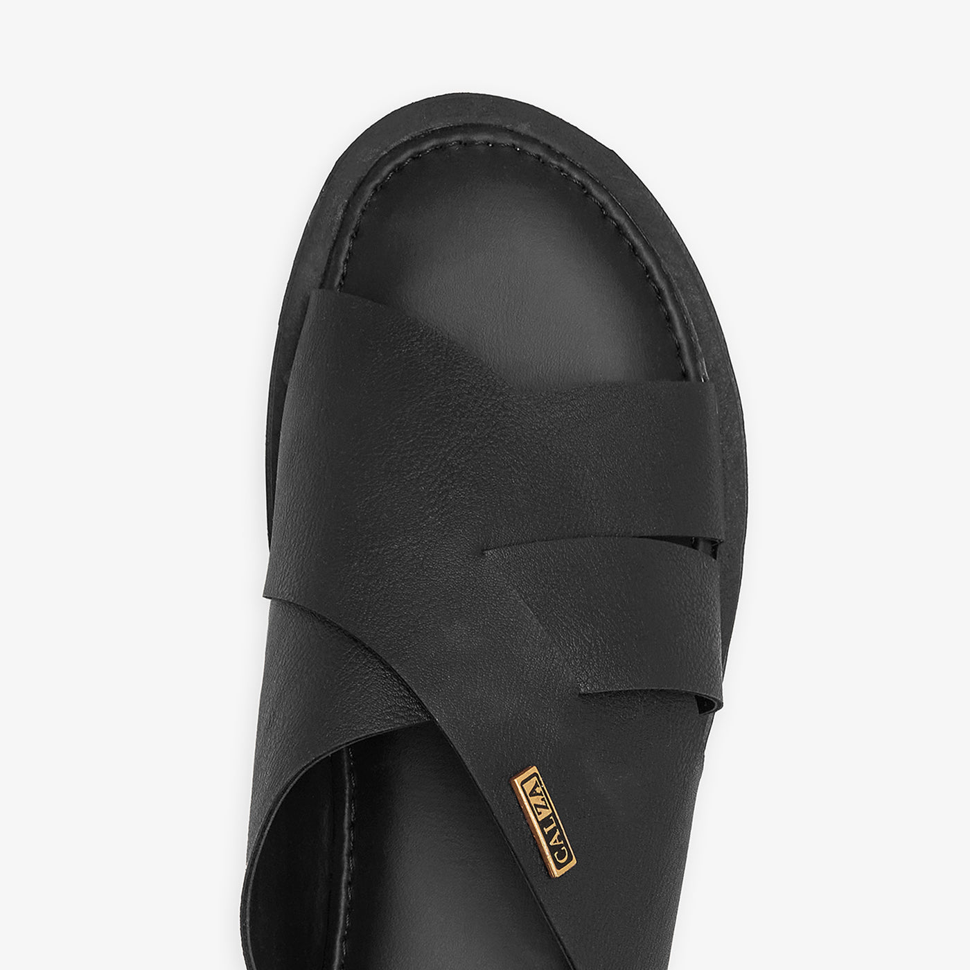 Black men slides with criss-cross strap by calza