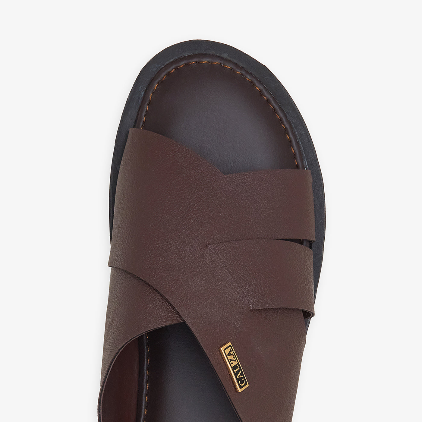 brown leather Slides chappals for men by calza