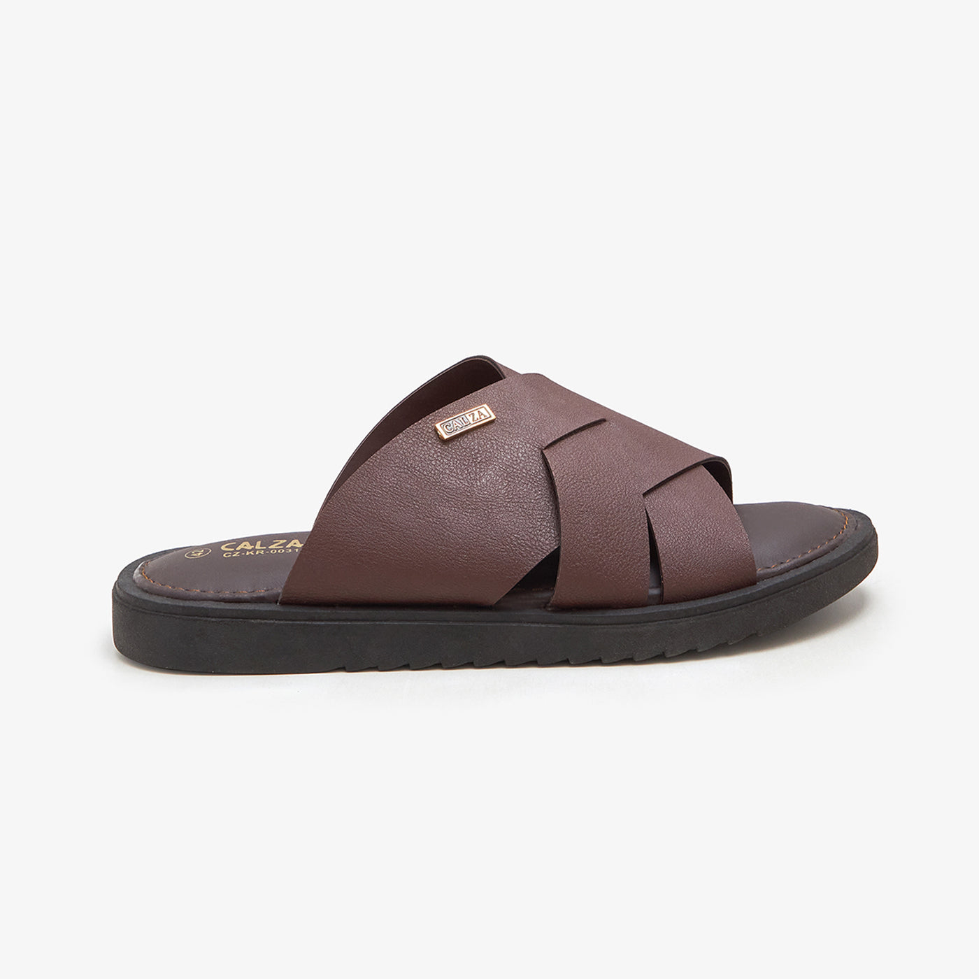 brown leather Slides for men by calza