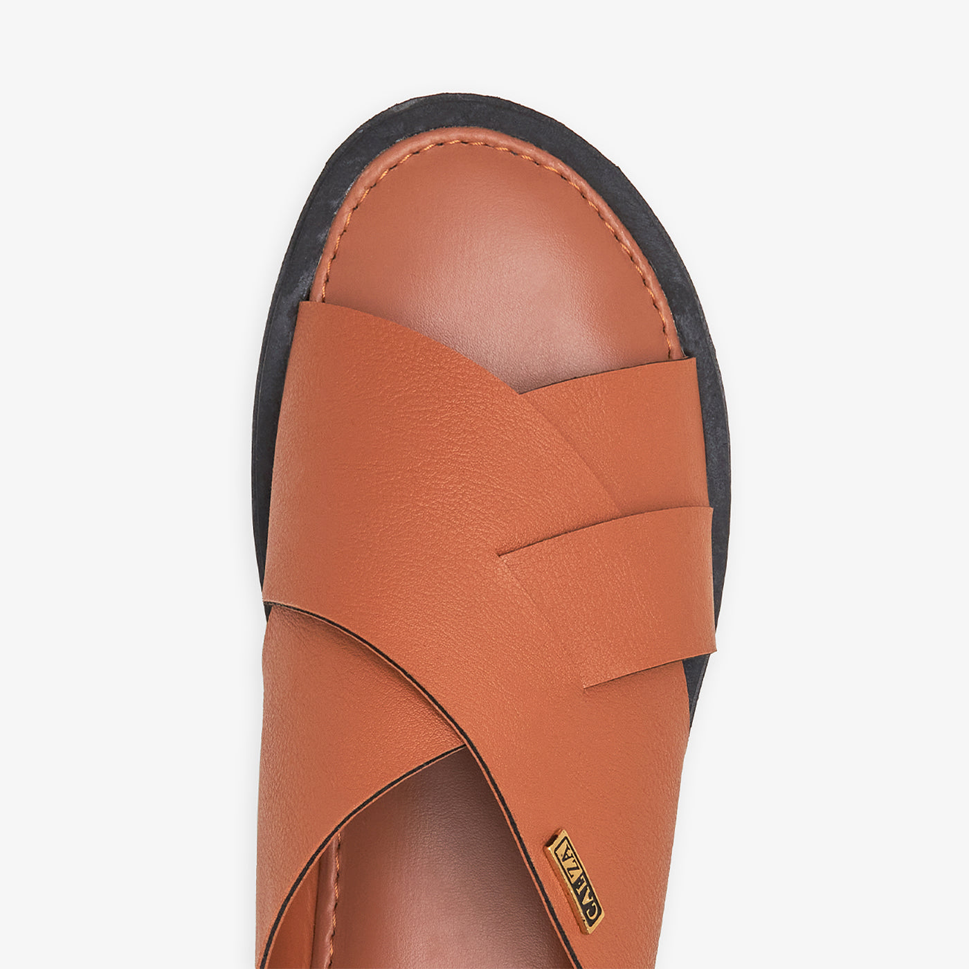 tan brown Soft leather slides for men by calza