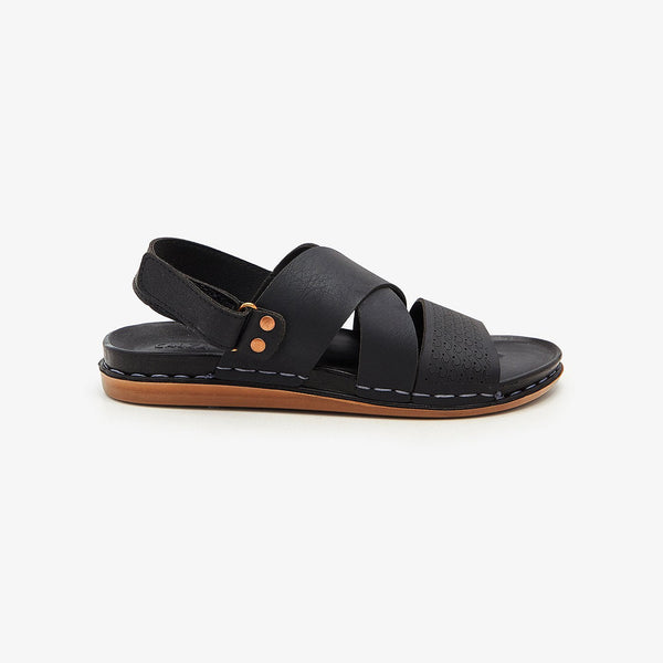 Buy BLACK Strapped Sandals for Men – Calza.com.pk